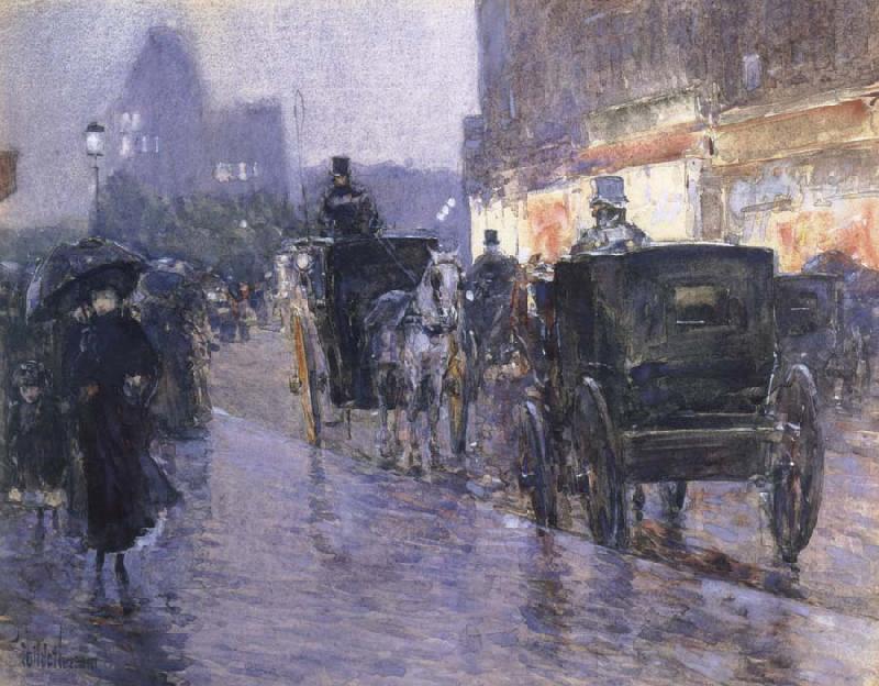 Childe Hassam Horse Drawn Coach at Evening oil painting picture